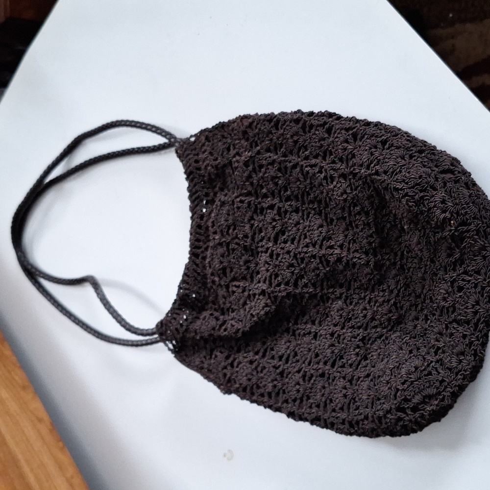 Crocheted Bag with Leather Handles